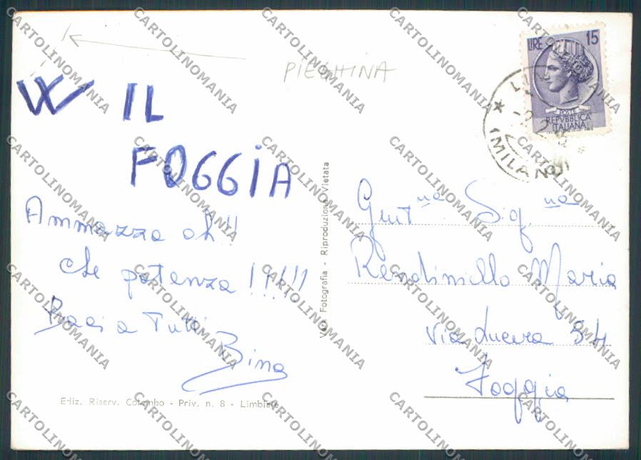 Milano Limbiate PIEGHINE foto FG cartolina BB8054 – retro