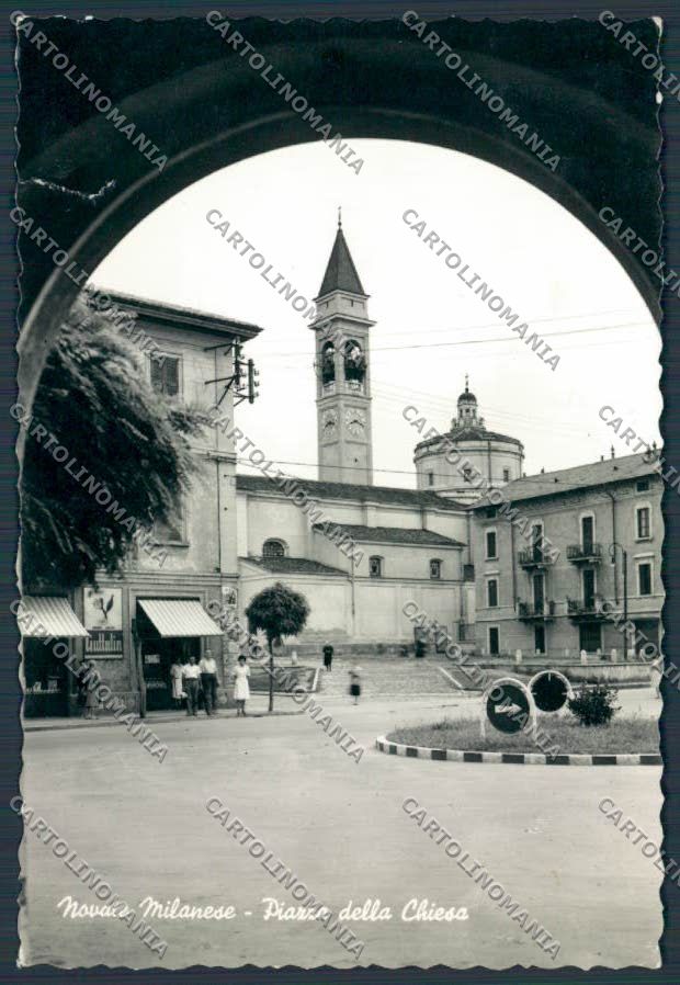 Milano Novate Milanese Piazza della Chiesa STRAPPO foto FG cartolina BB8058 – fronte