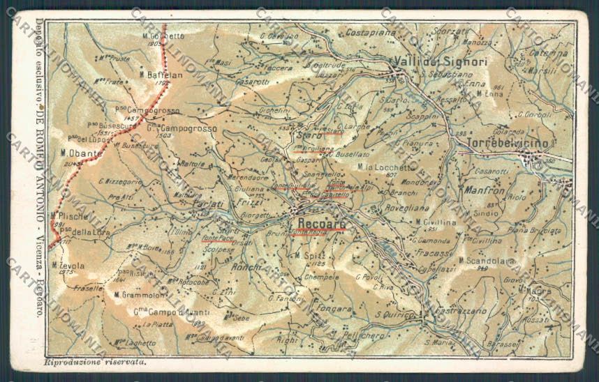 Vicenza Recoaro Mappa Valli dei Signori cartolina BB8146 – fronte