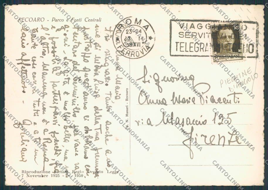Vicenza Recoaro Fonti Centrali PIEGHINE foto FG cartolina BB8220 – retro