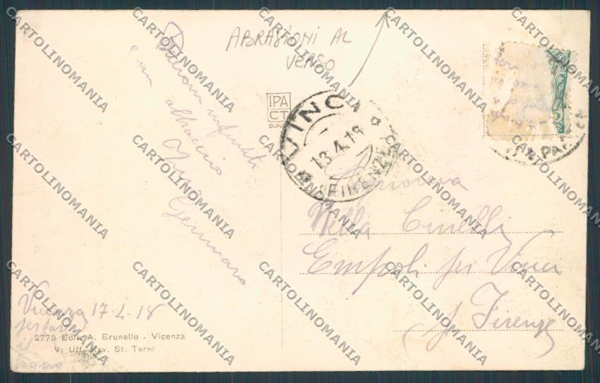 Vicenza città Museo Civico ABRASA cartolina BB8259 – retro