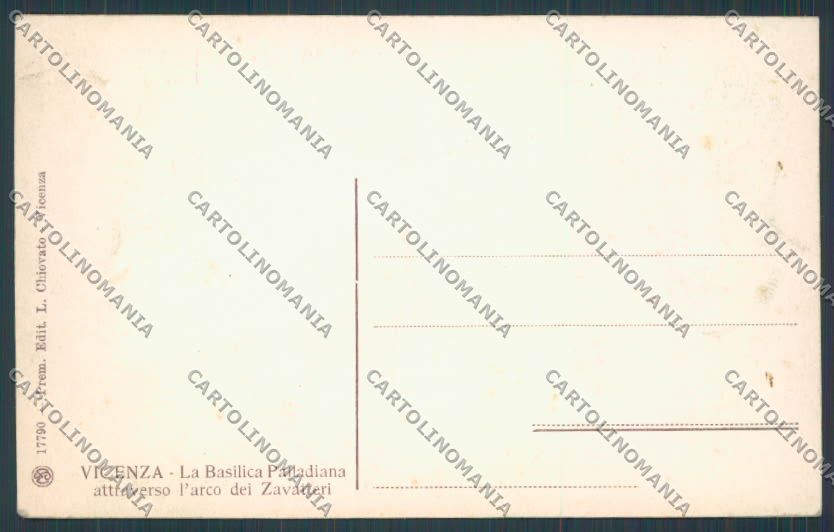 Vicenza città Arco Zavatteri cartolina BB8291 – retro