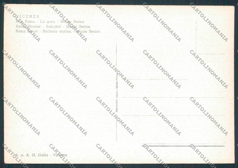 Vicenza Città Viale Roma Stazione FG cartolina BB8293 – retro