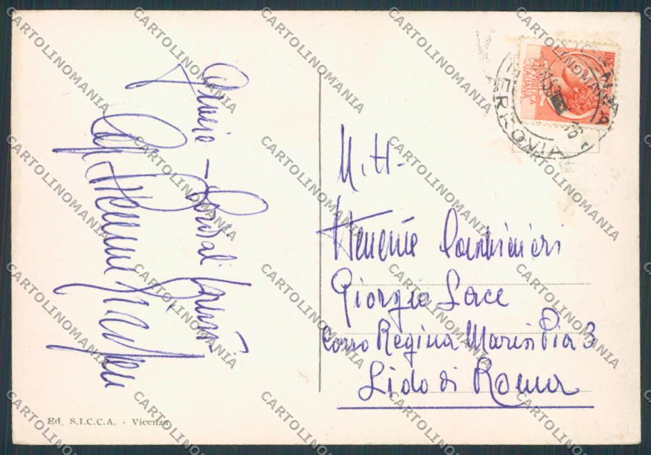 Vicenza città Viale della Stazione FG cartolina BB8297 – retro
