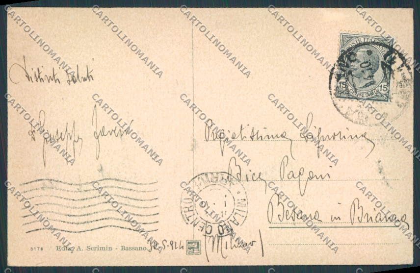 Vicenza Bassano Via XX Settembre cartolina BB8308 – retro