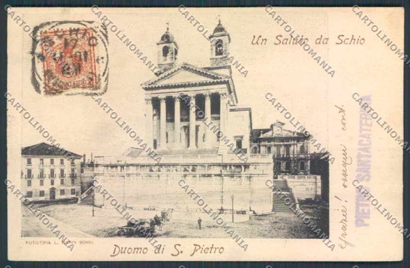 Vicenza Schio Duomo REINCOLLATA cartolina BB8332 – fronte