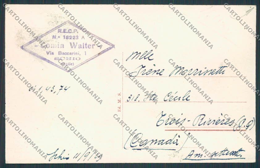 Vicenza Schio Ossario Pasubio cartolina BB8337 – retro