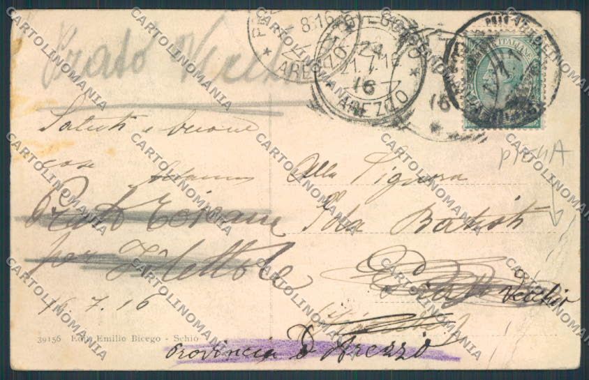 Vicenza Schio Panorama PIEGHINE cartolina BB8339 – retro