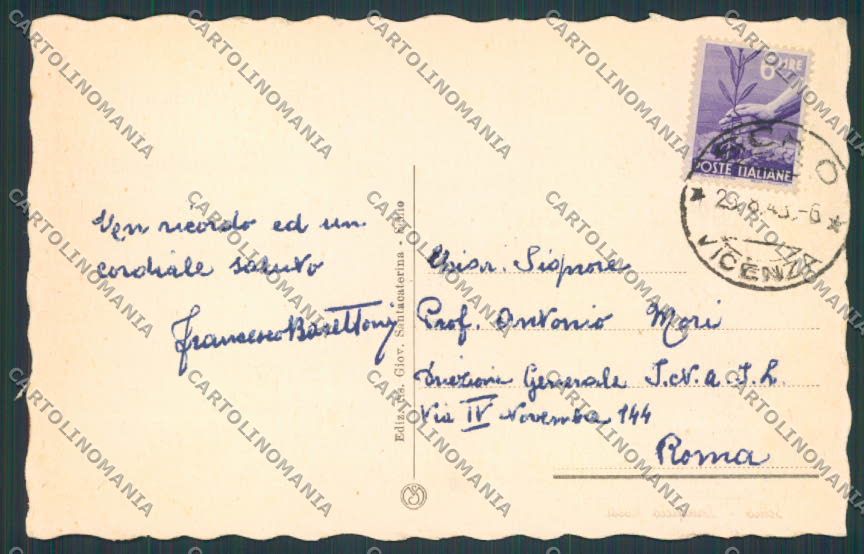 Vicenza Schio Lanificio Rossi cartolina BB8342 – retro