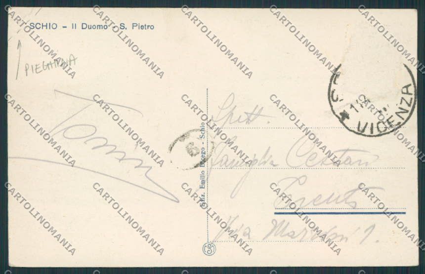 Vicenza Schio Duomo PIEGHINA cartolina BB8348 – retro
