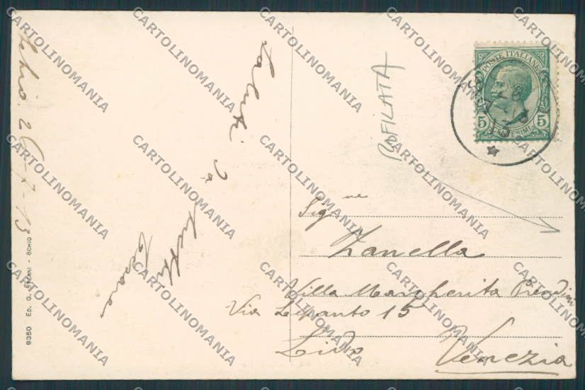 Vicenza Schio Panorama RIFILATA cartolina BB8349 – retro