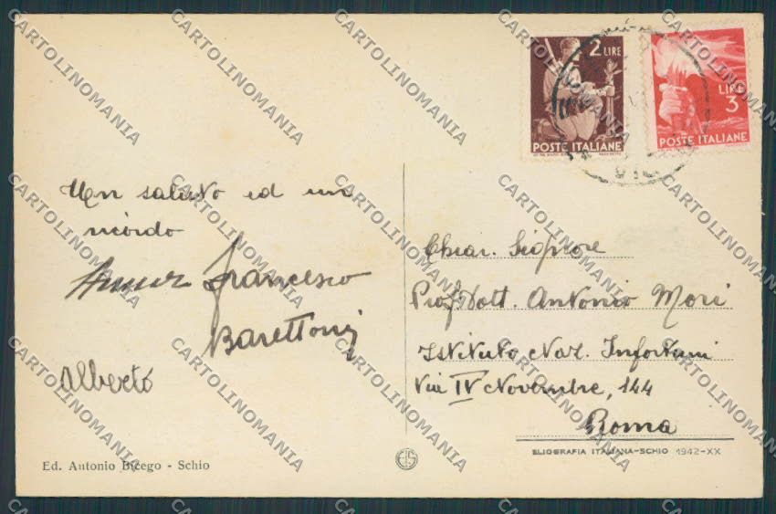 Vicenza Schio Scuola Fusinato cartolina BB8354 – retro