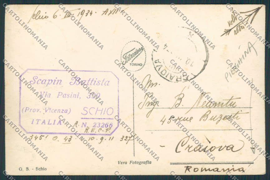 Vicenza Schio Duomo PIEGHINA foto cartolina BB8359 – retro