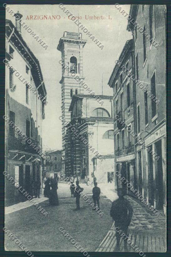 Vicenza Arzignano Corso Umberto I RIFILATA cartolina BB8469 – fronte