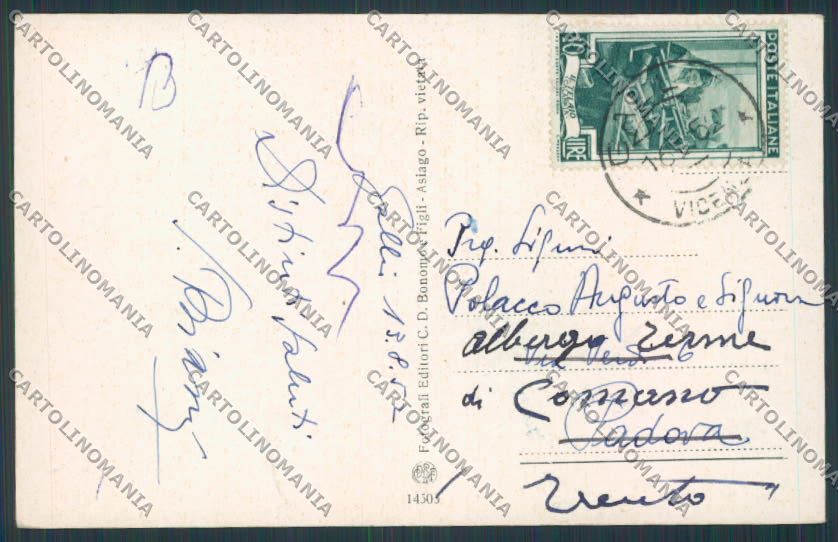 Vicenza Gallio Panorama cartolina BB8536 – retro