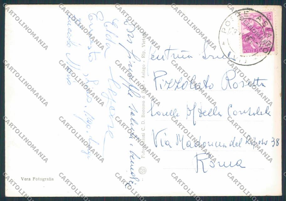 Vicenza Asiago Saluti da foto FG cartolina BB8551 – retro