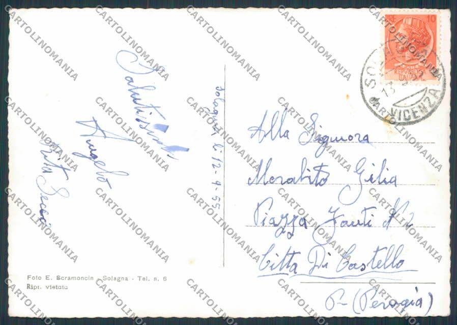 Vicenza Solagna foto Via Trento FG cartolina BB8567 – retro