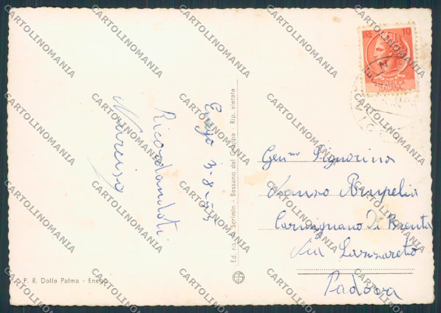 Vicenza Enego Marcesina Rifugio Barricata FG cartolina BB8575 – retro