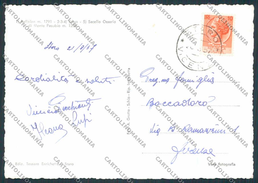 Vicenza Staro Monte Pasubio Ossario foto FG cartolina BB8623 – retro