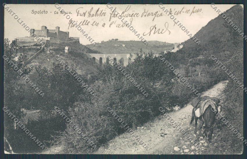 Perugia Spoleto Rocca PIEGHINA STRAPPO cartolina BB8649 – fronte