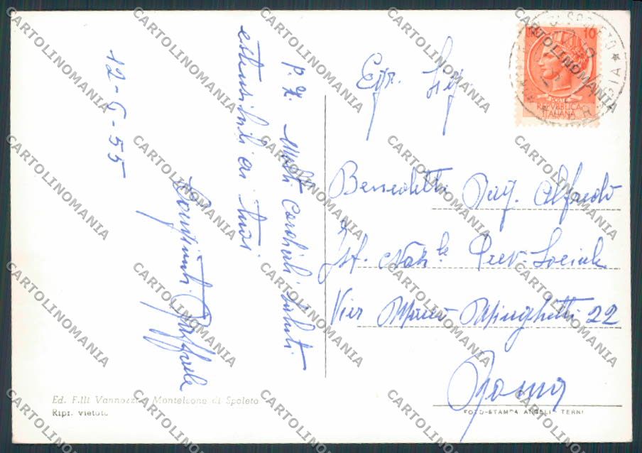 Perugia Spoleto Monteleone di Panorama foto FG cartolina BB8656 – retro
