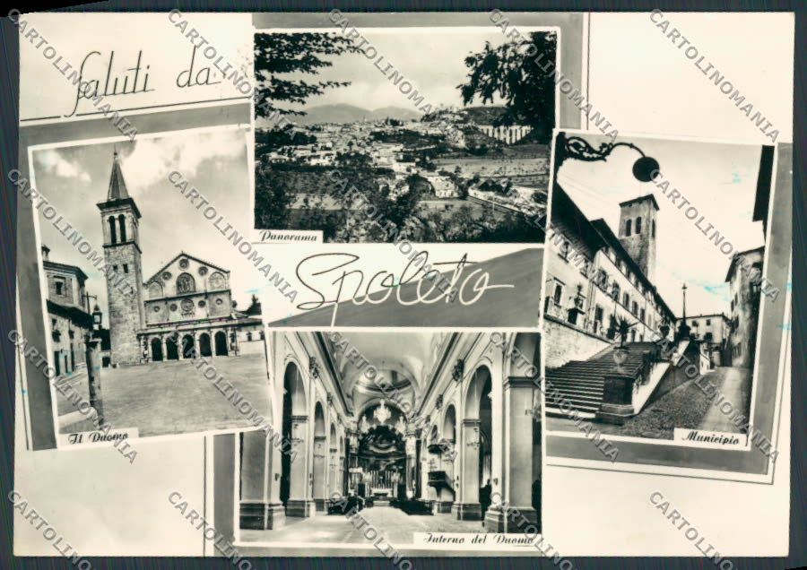 Perugia Spoleto Saluti da Municipio foto FG cartolina BB8666 – fronte