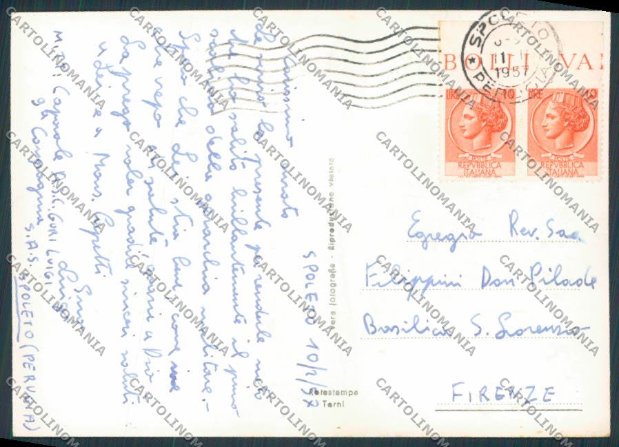 Perugia Spoleto Saluti da Municipio foto FG cartolina BB8666 – retro