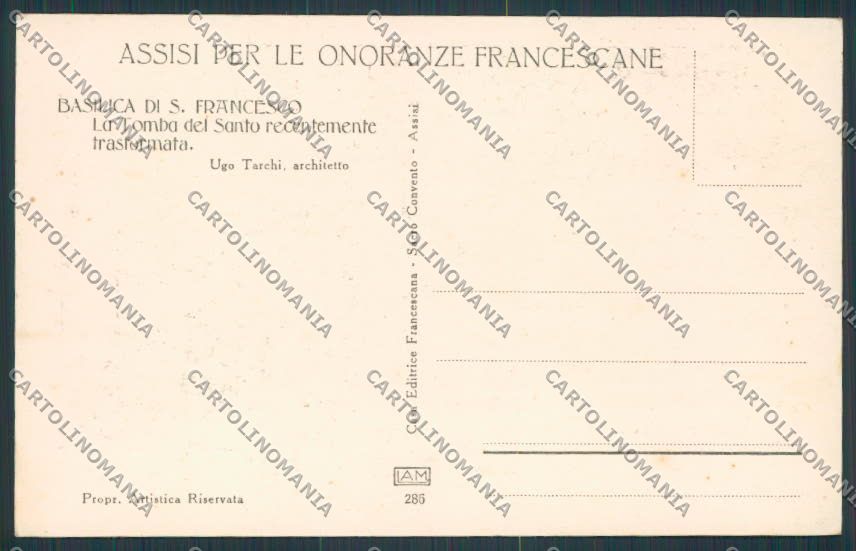 Perugia Assisi Onoranze Francescane cartolina BB8682 – retro