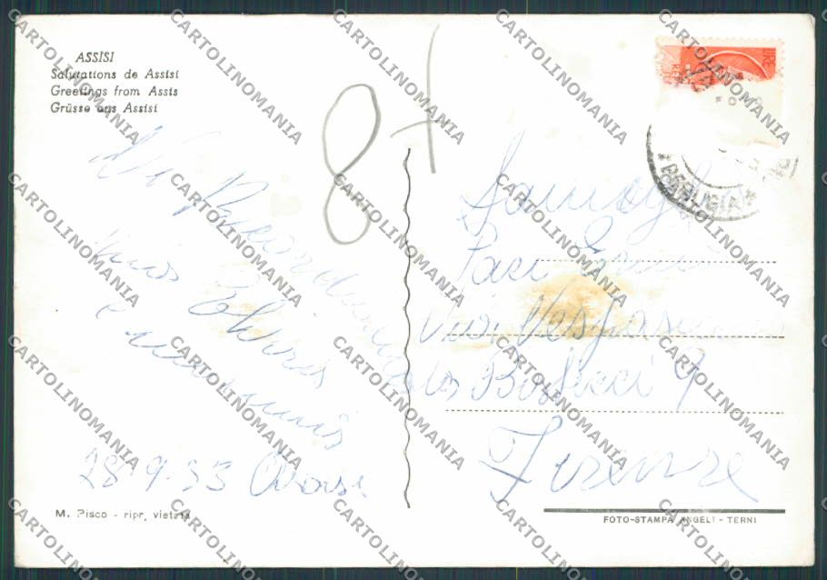 Perugia Assisi Saluti da PIEGHINE foto FG cartolina BB8694 – retro