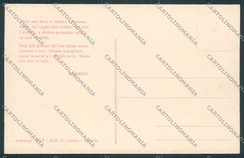 Perugia Fonti Clitumno Carducci Tempio cartolina BB8703 – retro