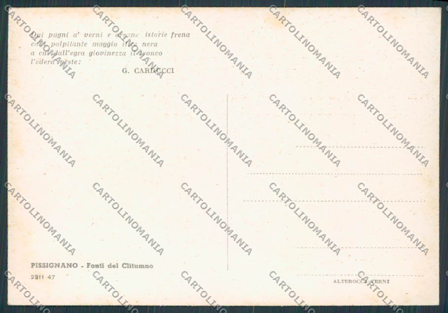 Perugia Fonti Clitumno Carducci Pissignano FG cartolina BB8707 – retro