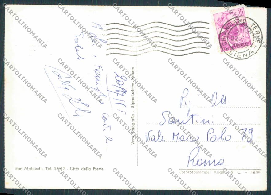 Perugia Città della Pieve Viale Vanni foto FG cartolina BB8723 – retro