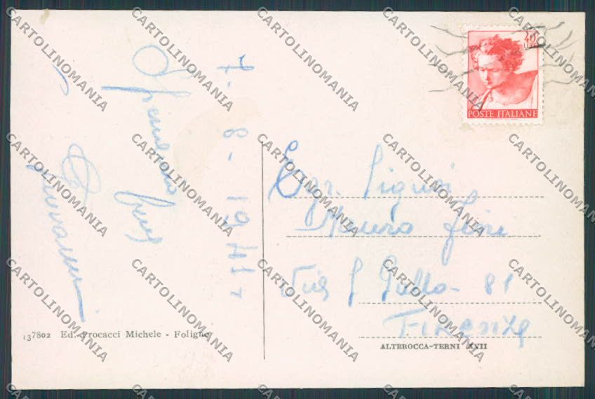 Perugia Foligno Palazzo Comunale cartolina BB8780 – retro