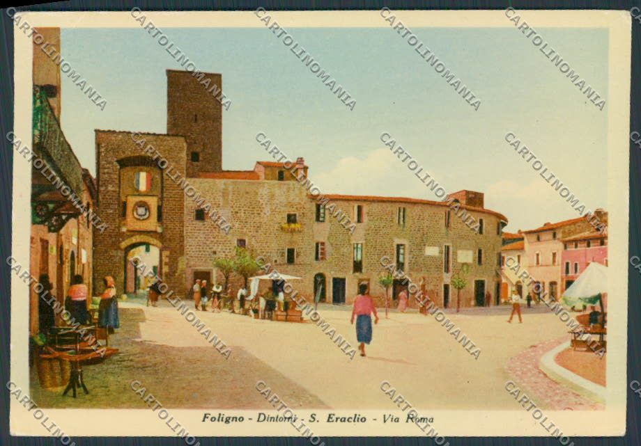 Perugia Foligno San Eraclio Via Roma PIEGHINA FG cartolina BB8783 – fronte