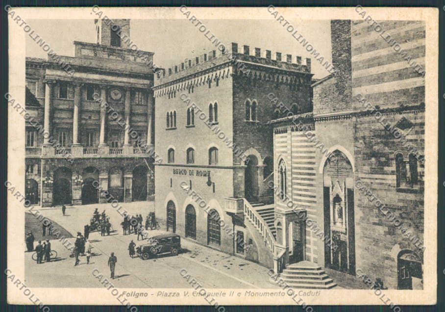Perugia Foligno Piazza Vittorio Emanuele Banco di Roma FG cartolina BB8786 – fronte
