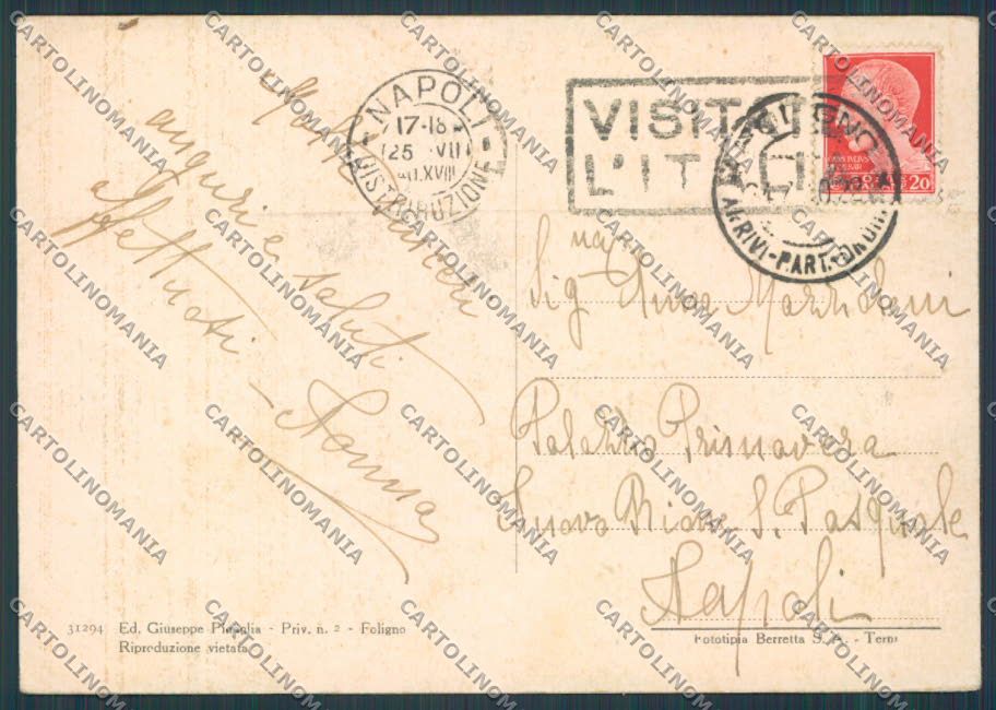 Perugia Foligno Piazza Vittorio Emanuele Banco di Roma FG cartolina BB8786 – retro