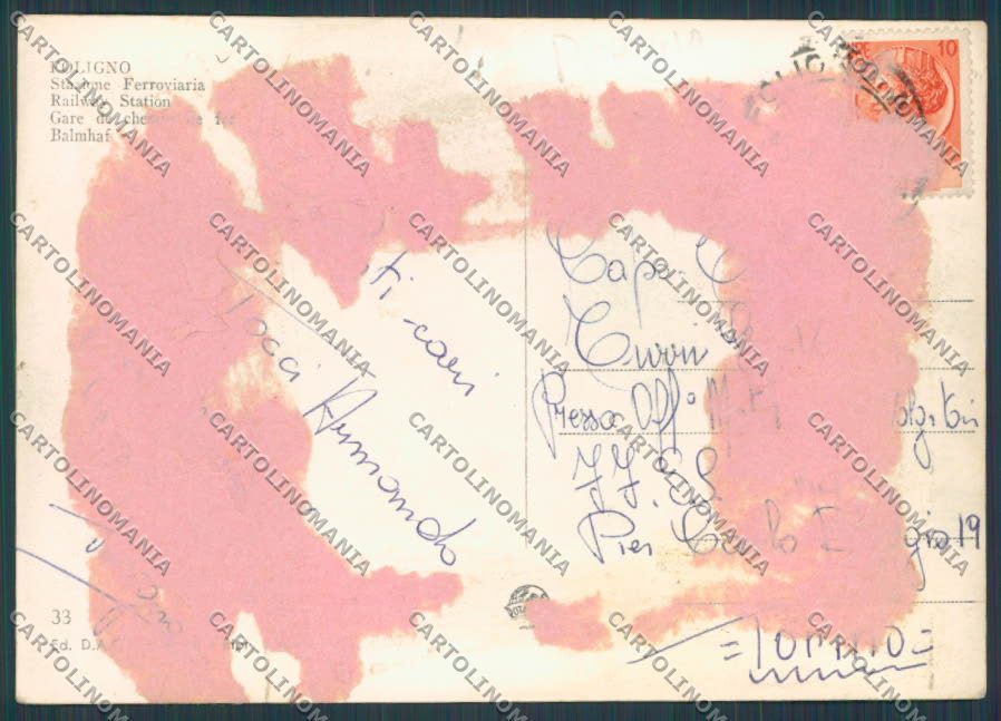 Perugia Foligno Stazione COLLA foto FG cartolina BB8794 – retro