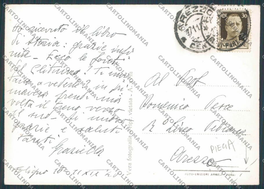 Perugia Fonti Clitumno PIEGA foto FG cartolina BB8800 – retro
