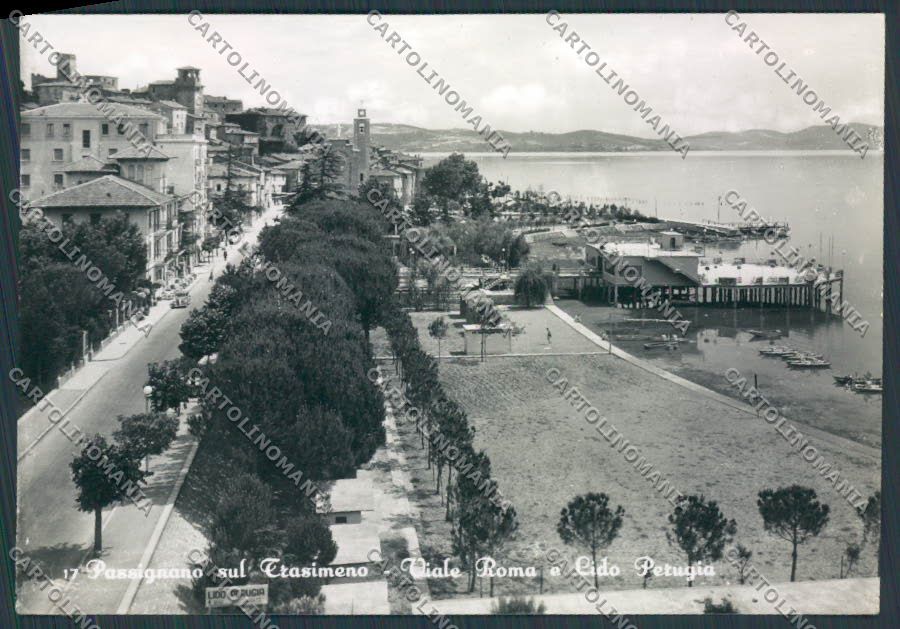 Perugia Passignano Viale Roma Lido ABRASA foto FG cartolina BB8829 – fronte