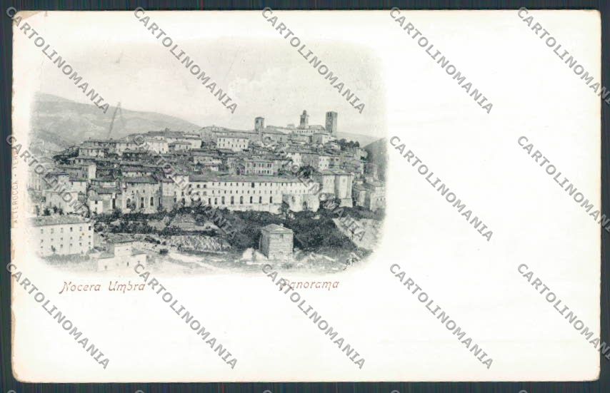 Perugia Nocera Umbra Panorama Alterocca ABRASa PIEGA cartolina BB8866 – fronte