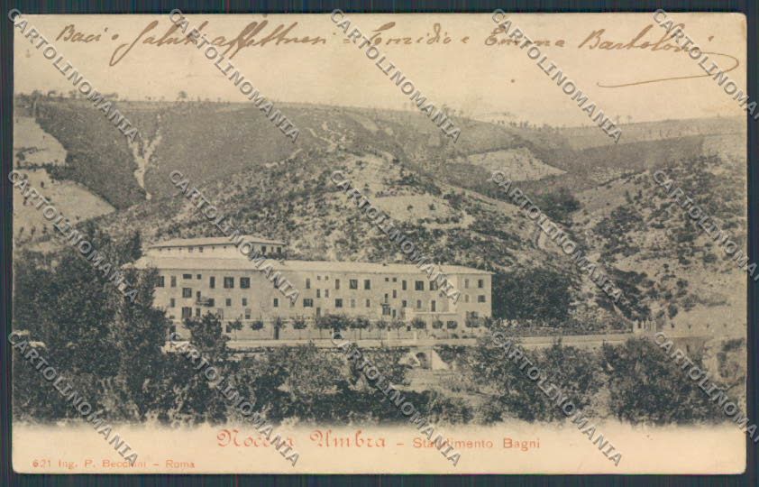 Perugia Nocera Umbra Stabilimento Bagni PIEGA cartolina BB8867 – fronte