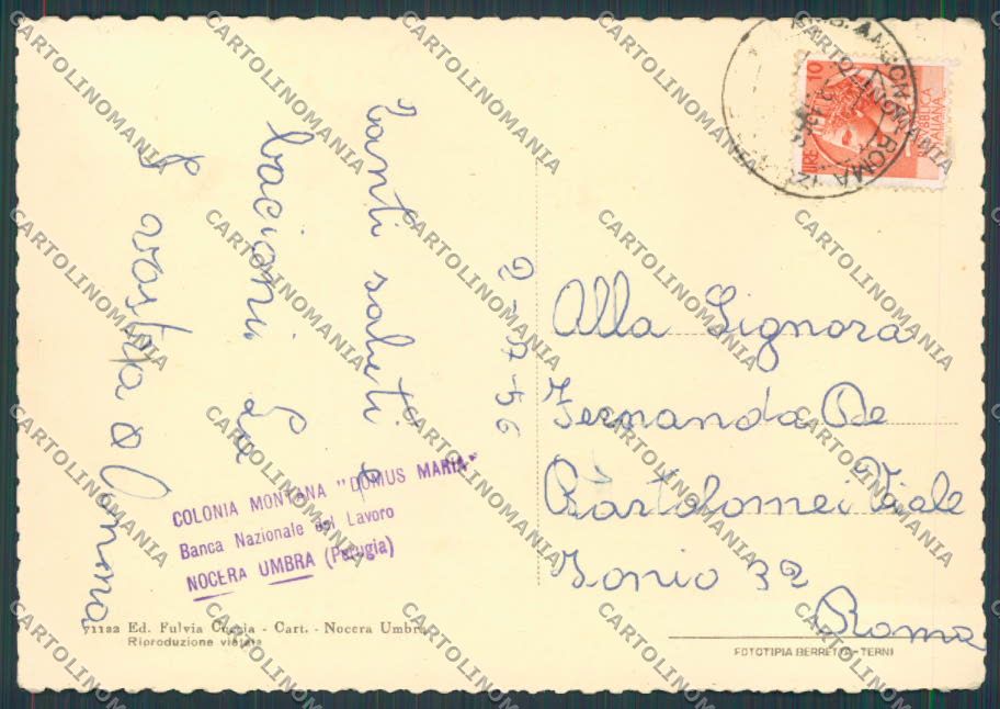 Perugia Nocera Umbra Panorama PIEGA FG cartolina BB8869 – retro