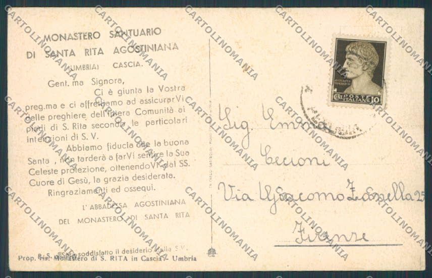 Perugia Cascia Santuario Santa Rita cartolina BB8879 – retro