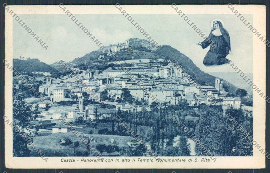 Perugia Cascia PIEGHE cartolina BB8888 – fronte