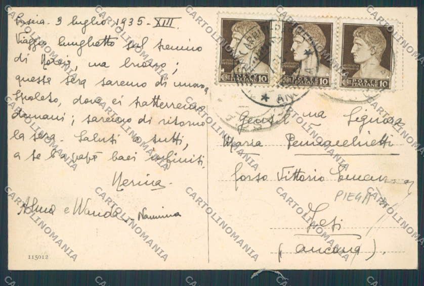 Perugia Cascia Albergo Nuova Italia PIEGA cartolina BB8889 – retro