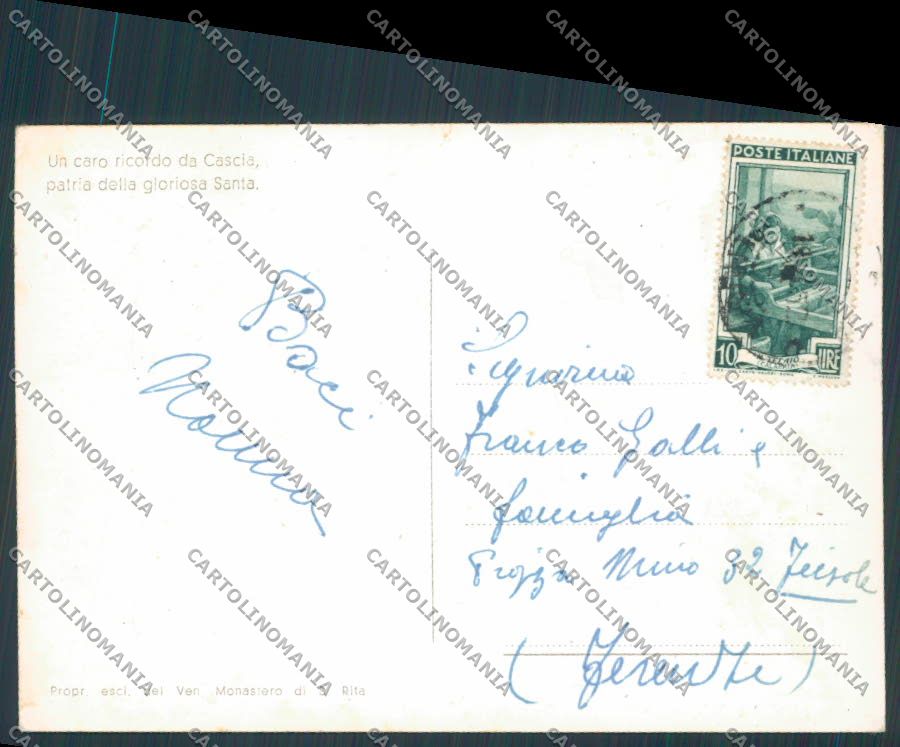 Perugia Cascia Santuario FG cartolina BB8891 – retro