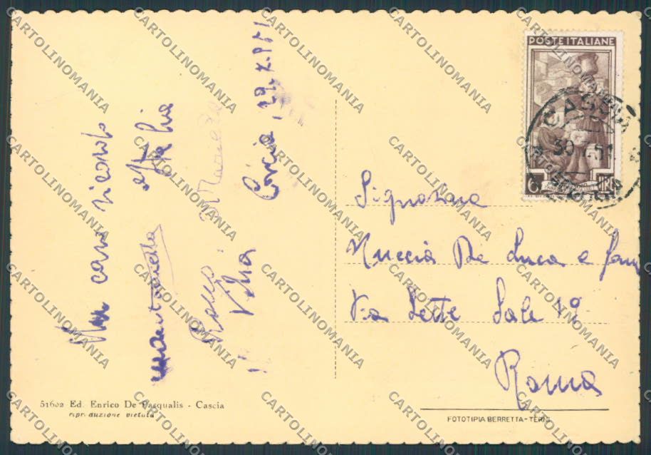 Perugia Cascia Panorama FG cartolina BB8894 – retro