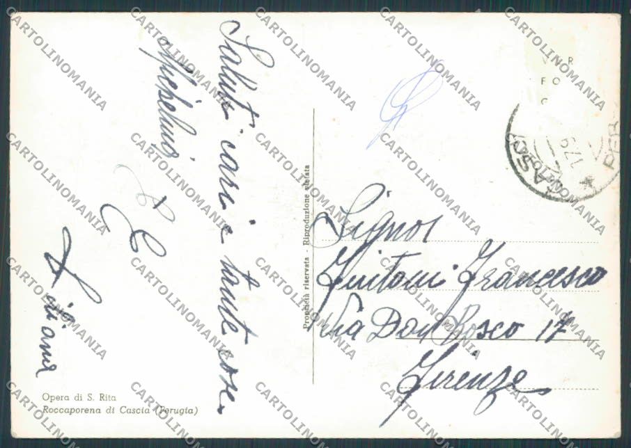 Perugia Cascia Roccaporena foto FG cartolina BB8898 – retro