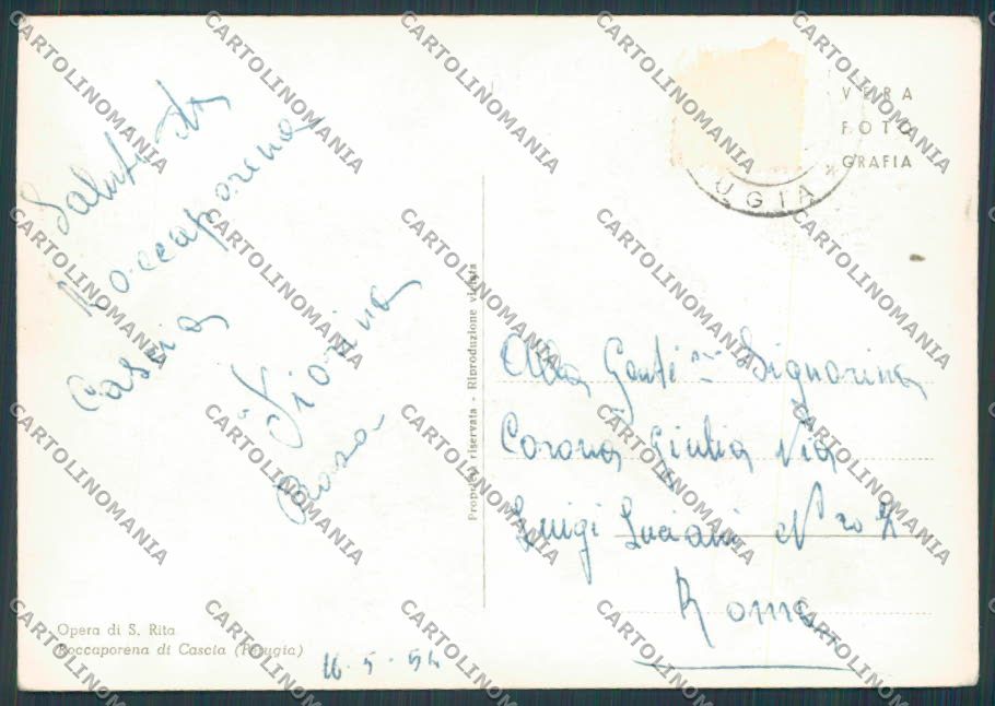 Perugia Cascia Roccaporena foto FG cartolina BB8901 – retro
