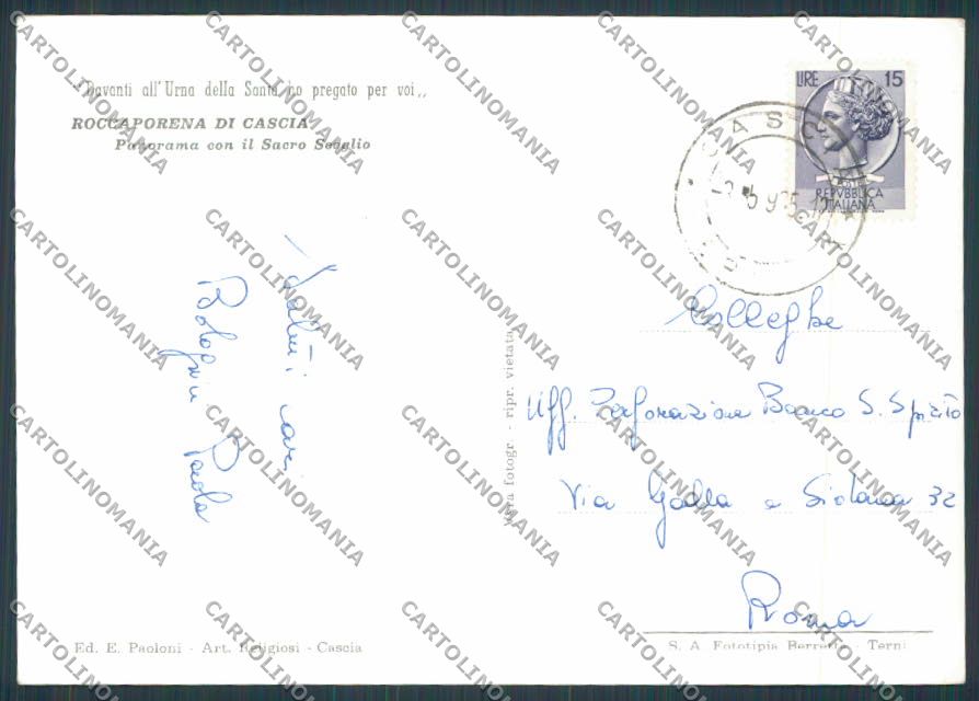 Perugia Cascia Roccaporena foto FG cartolina BB8910 – retro